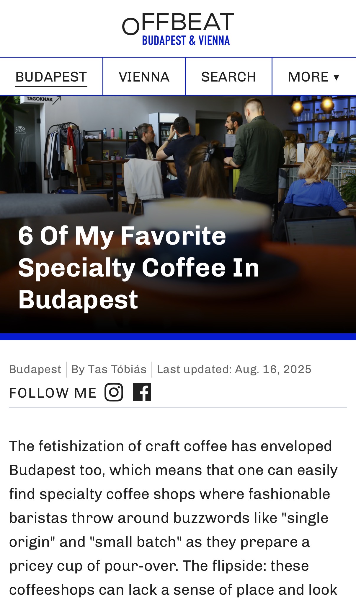 OFFBEAT's Favorite Specialty Coffee in Budapest